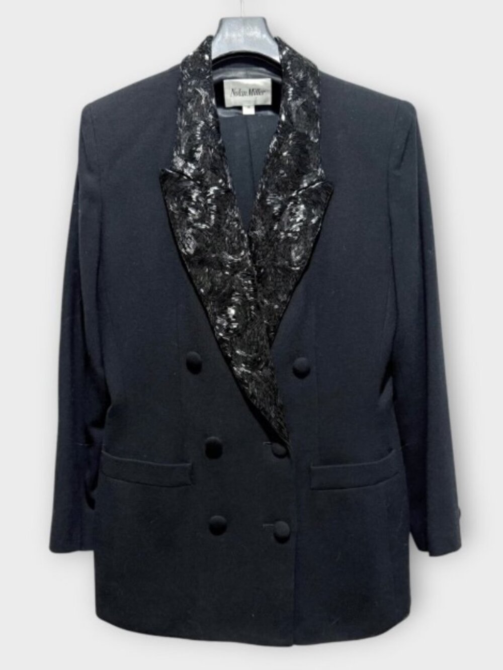 Vintage Nolan Miller Beaded Double-Breasted Wool Evening Suit Set Size 10